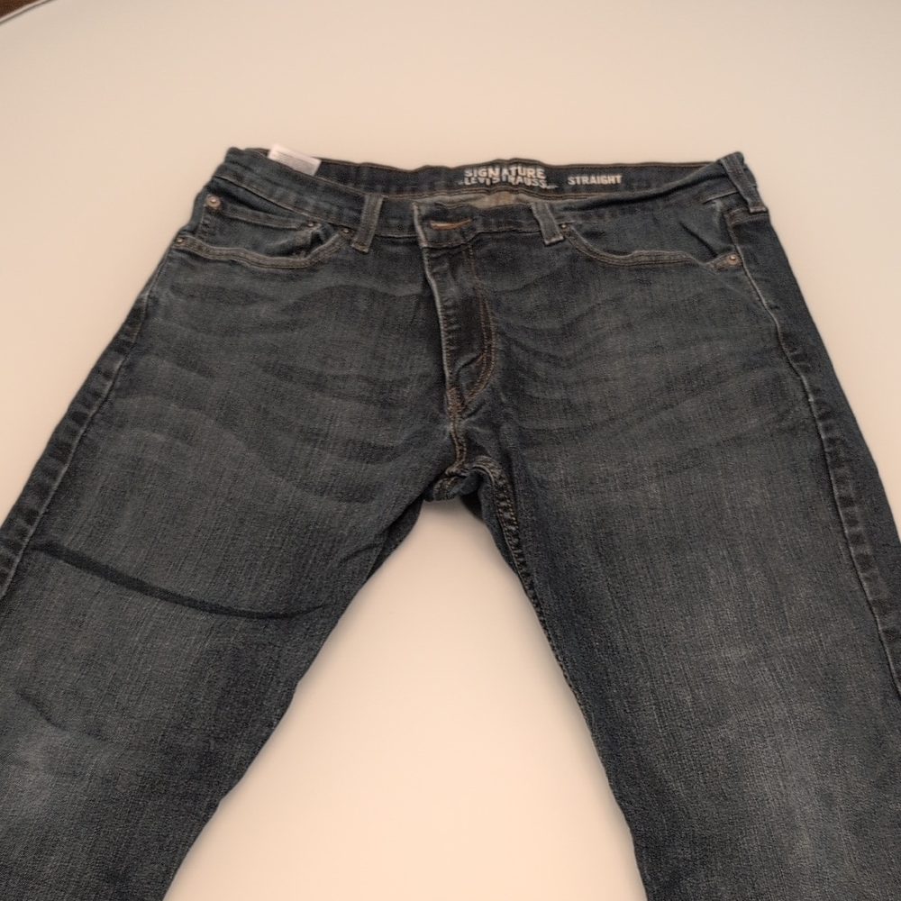 Levi Strauss Signature Men's Straight Jeans - Blue With Stretch